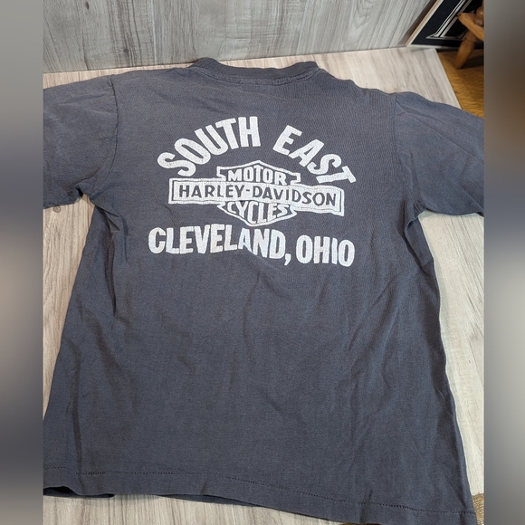 Harley Davidson T Shirt Womens Small Classic Eagle Graphic Faded Black VTG 70s - Picture 5 of 16